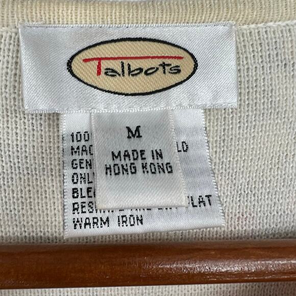 Vintage Talbots Cardigan Stained Glass Mosaic Floral Pattern Zip Front sz medium - Picture 7 of 8